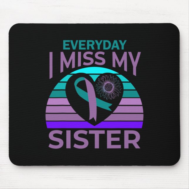 Tapis De Souris Miss My Sister Heart Ruban Suicide Awareness Brot (Devant)