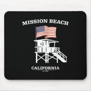 Tapis De Souris Mission Beach Shirt Retro San Diego California Bea
