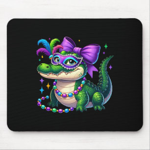 Tapis De Souris Mme Gator Mardi Gras Ambiance Louisiane Crocodile
