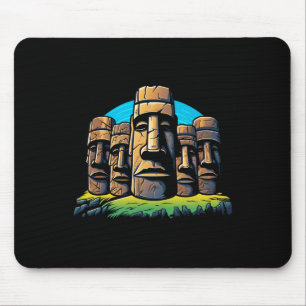 Tapis De Souris Moai Heads Pâques Ile de Pâques Jour de Pâques Mig