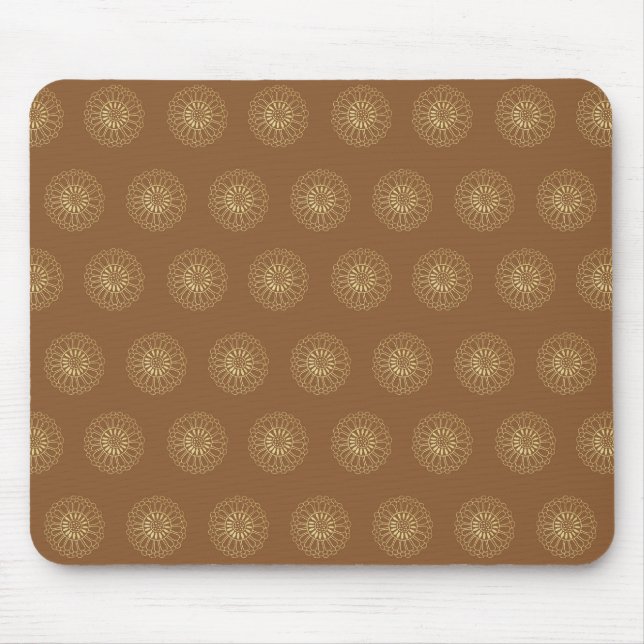 Tapis De Souris Mocha | Golden Zinnia Flower Medallions (Devant)