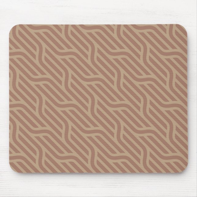 Tapis De Souris Mocha Mousse Brown Buffet Beige Wavy Line Motif (Devant)
