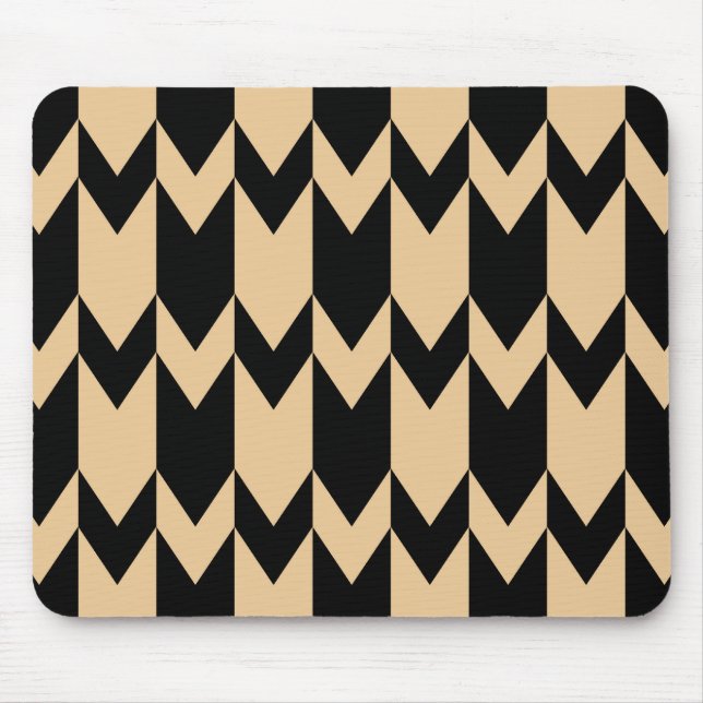Tapis De Souris Modèle beige et noir de Chevron (Devant)