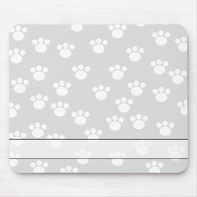 Tapis De Souris Modèle blanc et gris-clair d'empreinte de patte (Devant)