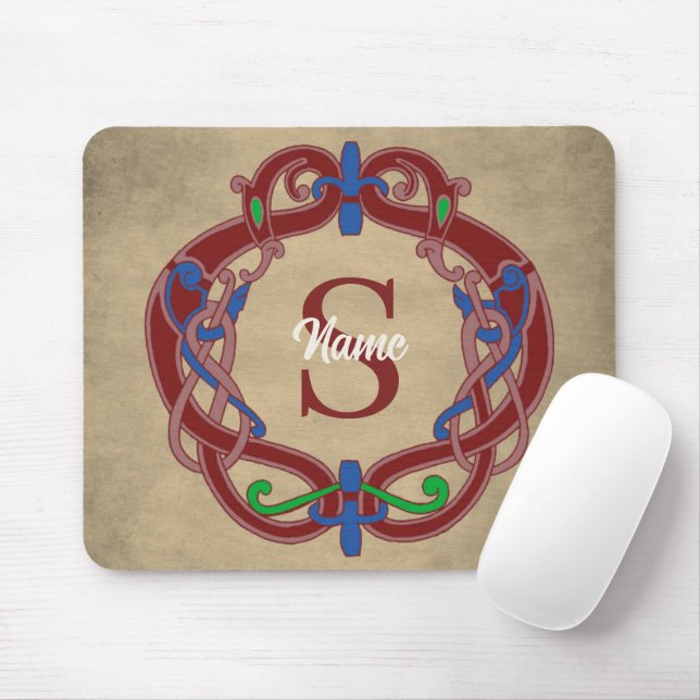 Tapis De Souris Modèle celtique personnalisé avec initiale de mono (Avec souris)