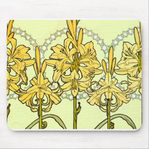Tapis De Souris Modèle de lys Art nouveau d'Alphonse Mucha classiq