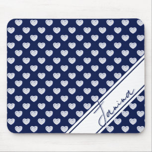 Tapis De Souris Modèle de nom personnalisé Motif élégant Bleu fonc