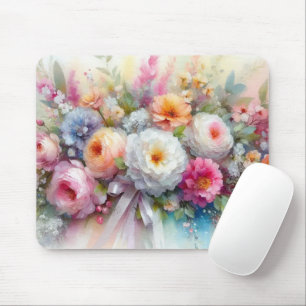 Tapis De Souris Modèle de peinture de fleurs de roses aquarelles A