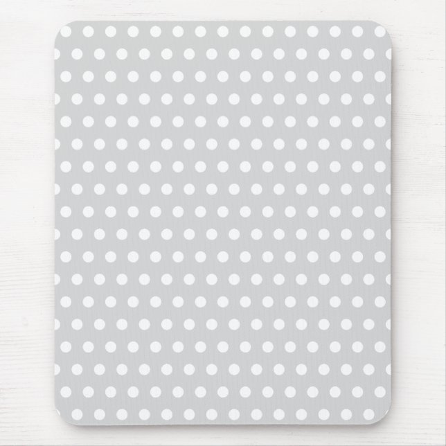 Tapis De Souris Modèle de point gris-clair et blanc de polka (Devant)