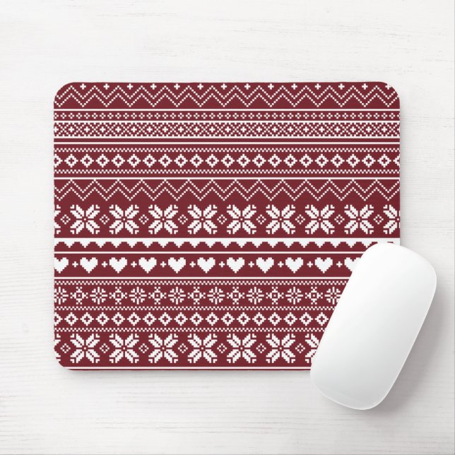 Tapis De Souris Modèle de pull de Noël classique rouge (Avec souris)