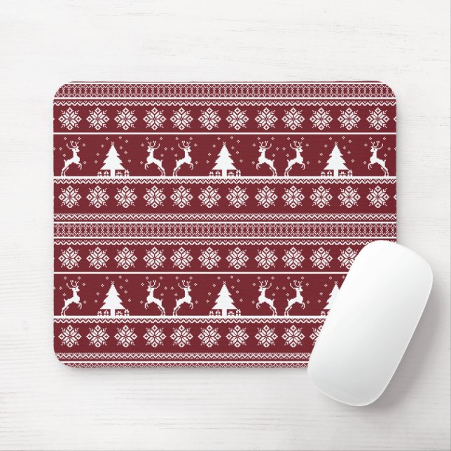 Tapis De Souris Modèle de pull de Noël pour Rennes (Avec souris)