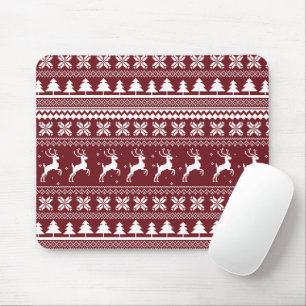 Tapis De Souris Modèle de pull de Noël Red Holiday Reindeer