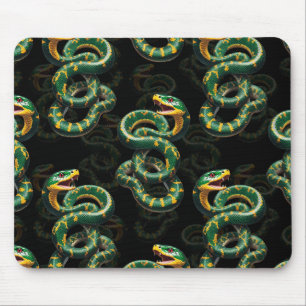Tapis De Souris Modèle de serpent sur fond noir