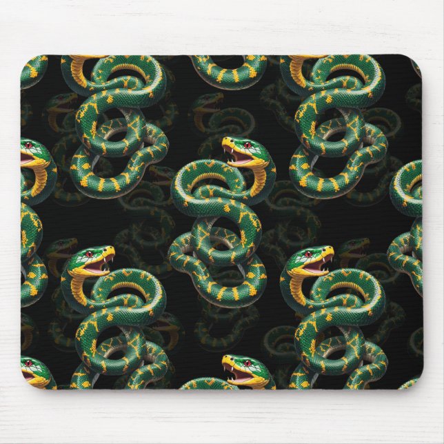 Tapis De Souris Modèle de serpent sur fond noir (Devant)