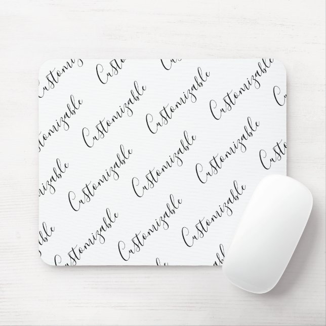 Tapis De Souris Modèle de texte de script moderne éditable | Noir  (Avec souris)