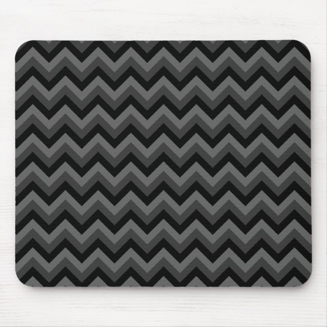 Tapis De Souris Modèle de zigzag noir et gris (Devant)