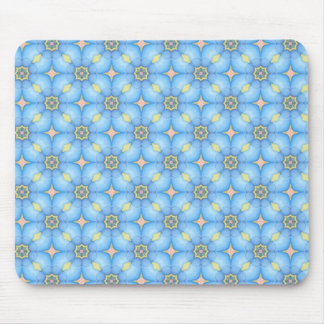 Tapis De Souris Modèle floral abstrait bleu (Devant)