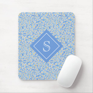 Tapis De Souris Modèle floral bleu marguerite personnalisé