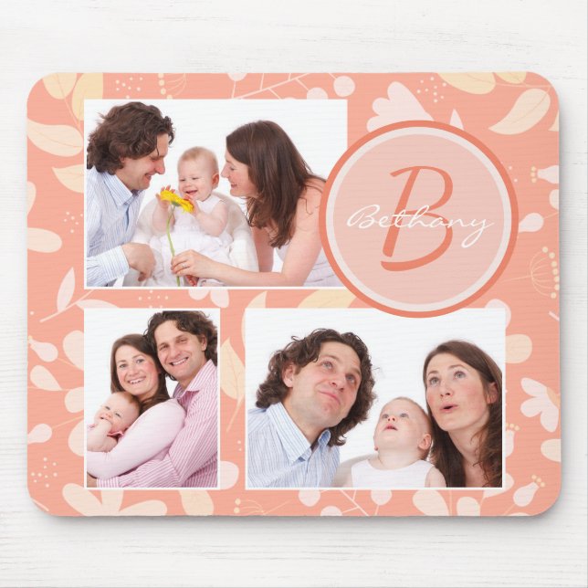 Tapis De Souris Modèle Floral de Pêche moderne Photo personnalisée (Devant)