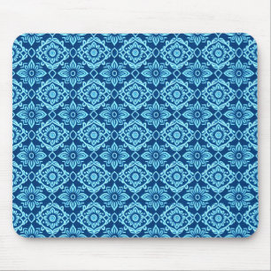 Tapis De Souris Modèle floral géométrique bleu élégant