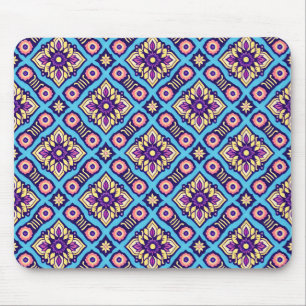 Tapis De Souris Modèle floral géométrique vibrant
