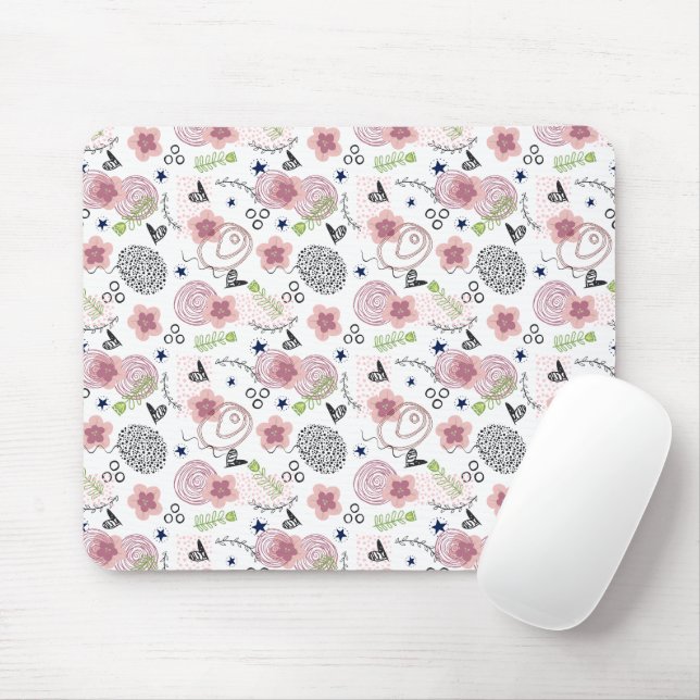 Tapis De Souris Modèle floral mou (Avec souris)