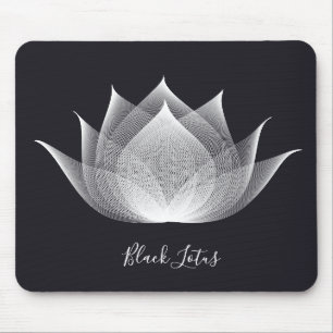 Tapis De Souris Modèle floral noir et blanc transparent Lotus