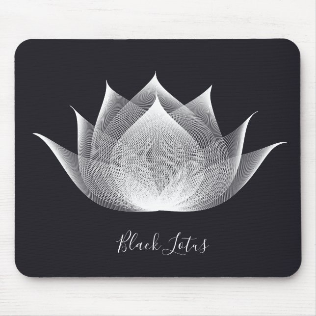 Tapis De Souris Modèle floral noir et blanc transparent Lotus (Devant)