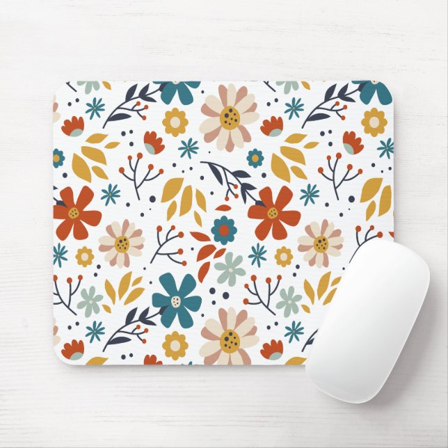 Tapis De Souris Modèle floral tiré à la main (Avec souris)