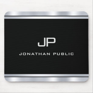 Tapis De Souris Modèle Monogramme d'apparence d'argent métallique