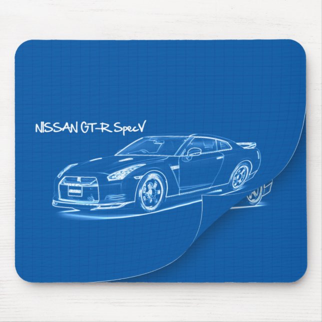 Tapis De Souris Modèle Mousepad de Nissan GT-R SpecV (Devant)