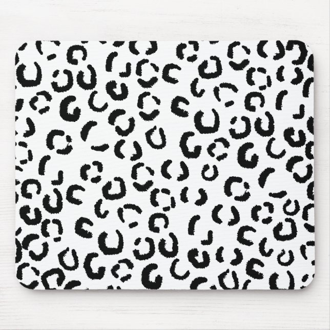 Tapis De Souris Modèle noir et blanc d'empreinte de léopard (Devant)