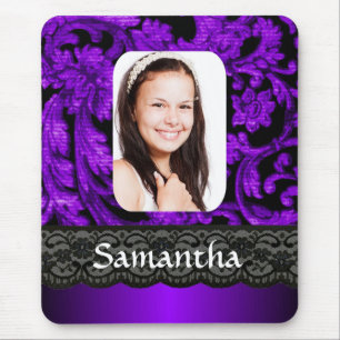 Tapis De Souris Modèle photo personnalisé en dentelle violette et
