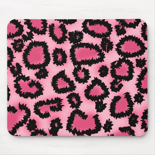 Tapis De Souris Modèle rose et noir d'empreinte de léopard (Devant)
