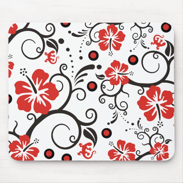 Tapis De Souris Modèles ARTs - décoration à l'hibiscus (Devant)