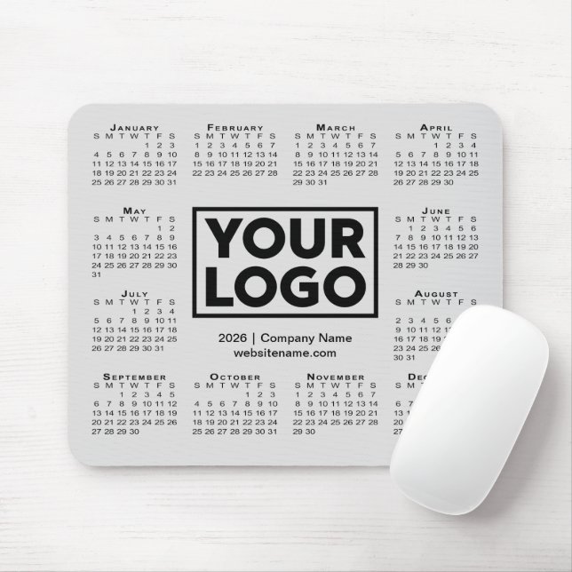 Tapis De Souris Modern 2026 Calendar Business Company Logo Gray (Avec souris)