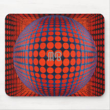 Modern Abstract Geometric Black Red Blue Pattern