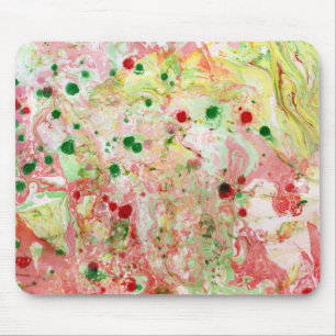 Tapis De Souris Modern Abstract Pink Red Yellow Green Marble