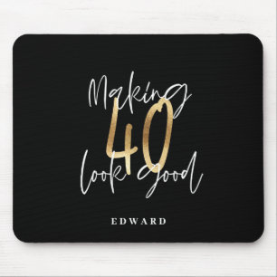 Tapis De Souris Modern black and gold typography 40th birthday
