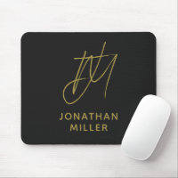 Modern Black Gold Monogram