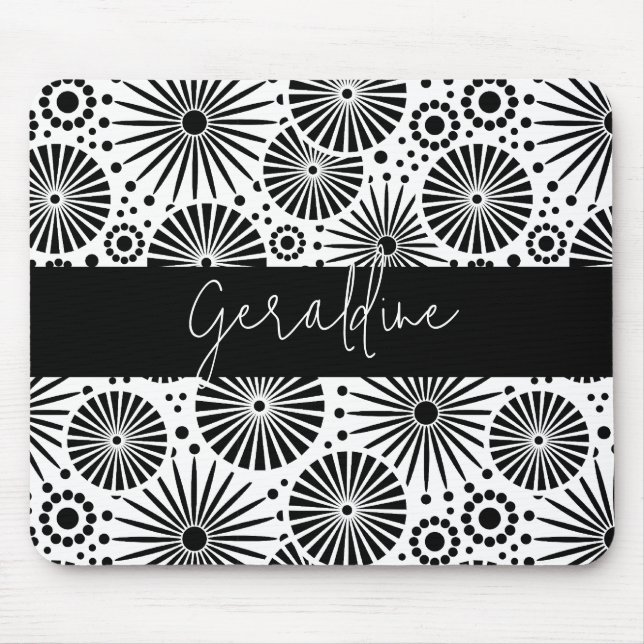 Tapis De Souris Modern black white geometric starburst Name  (Devant)