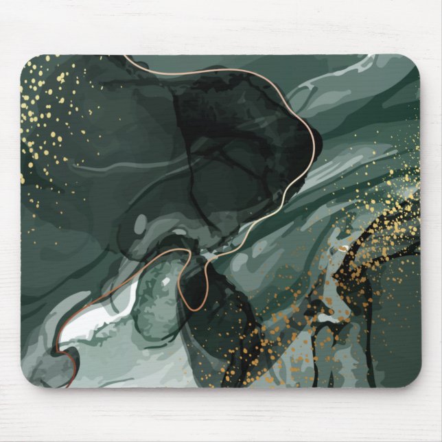 Tapis De Souris modern chic teal green gold agate marble  (Devant)