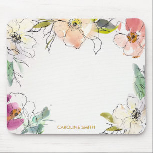 Tapis De Souris Modern Chic Watercolor Floral Flowers
