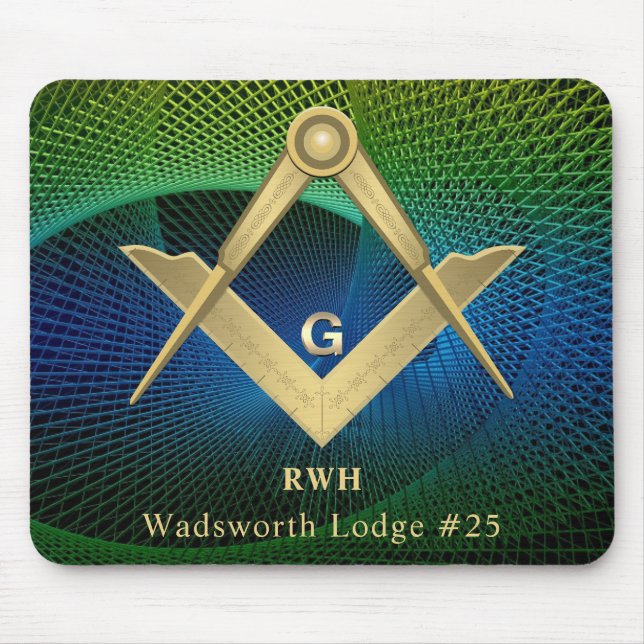 Tapis De Souris Modern Fractal Masonic Monogrammed Mouse Pad (Devant)