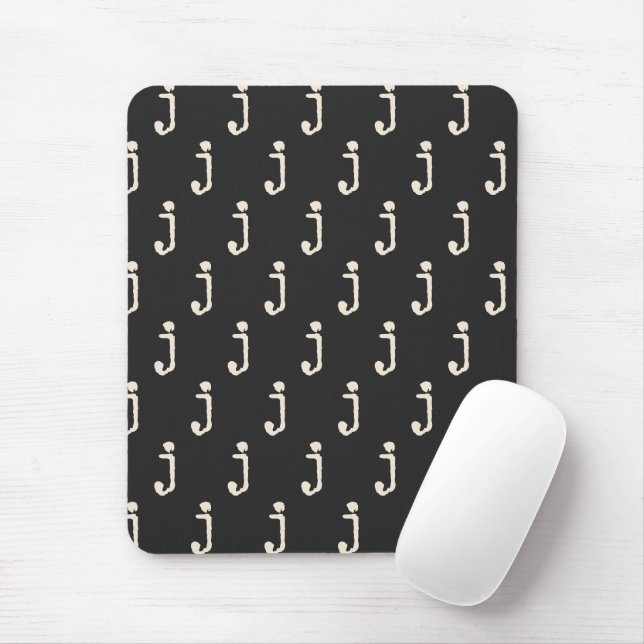 Tapis De Souris Modern Monogram Letter Typewriter Typography Black (Avec souris)