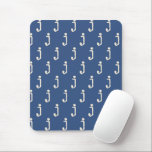 Tapis De Souris Modern Monogram Letter Typewriter Typography Blue<br><div class="desc">Cute modern typewriter typography monogram pattern in blue and white.</div>