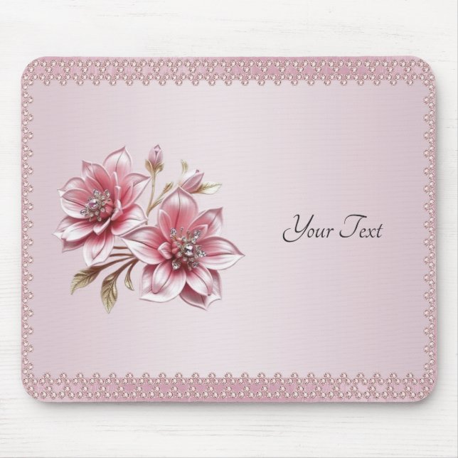 Tapis De Souris Modern Pink Flowers Mousepad (Devant)