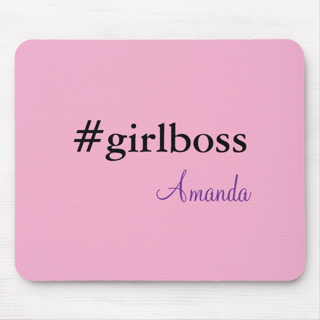 Tapis De Souris Modern Pink Girl Boss & Name | best Girly Mousepad (Devant)