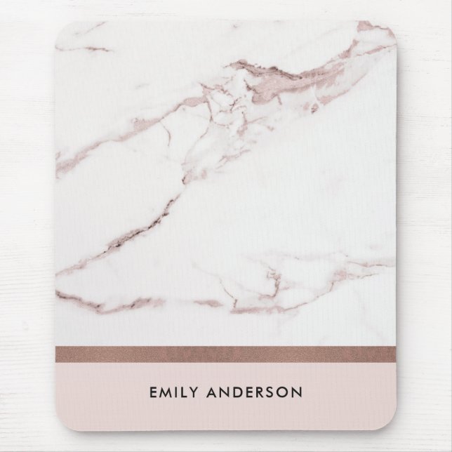 TAPIS DE SOURIS MODERN SOFT BLUSH PINK ROSE GOLD MARBLE TEXTURE (Devant)
