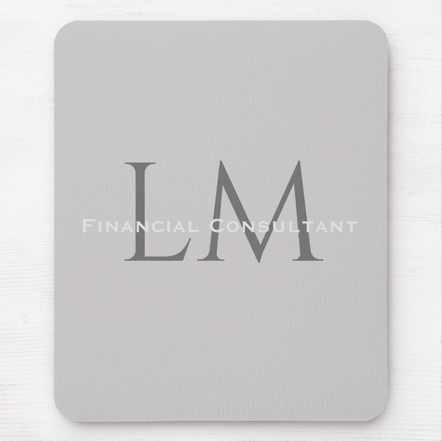 Tapis De Souris Modern Taupe Gray Monogram Workspace Accent (Devant)